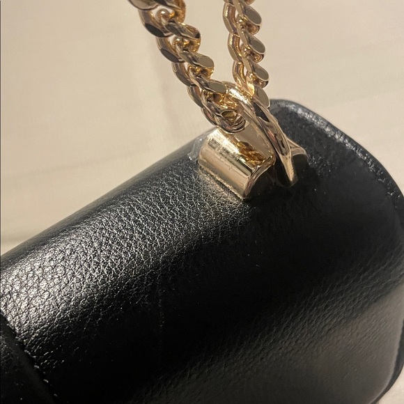 Brahmin Rosalie Black Gryphon Leather Shoulder Bag with Gold Chain - Picture 5 of 16